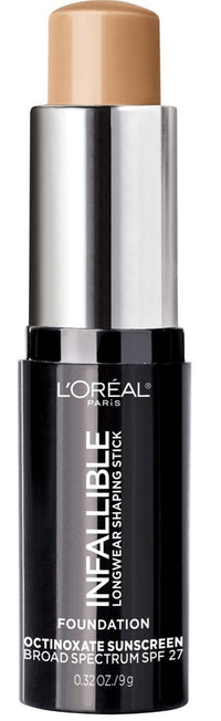 L'Oreal Paris Makeup Infallible Longwear Shaping Stick Foundation, 408 Tan, 1 Tube, 0.32 Ounce