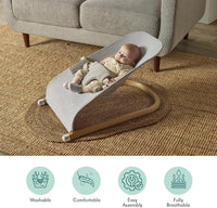 Kinder Valley Unisex Baby Bouncer - Adjustable Baby Bouncer from Birth, Soft Mesh Seat Baby Chair, Non-Slip Feet, Lightweight & Compact, Secure Harness, Easy to Clean | Grey