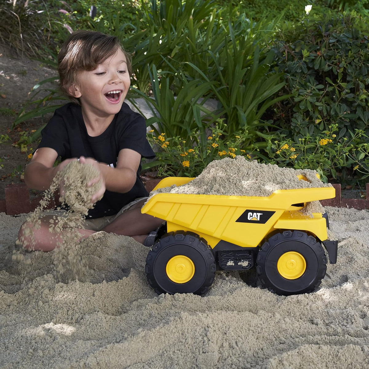 CAT Construction Toys, 15" Dump Truck Toy, Ages 2+, Sturdy Plastic, No Batteries Required, CAT Construction Tough Rigs Series