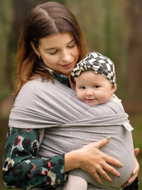 Certified Organic Baby Wrap Carrier, GOTS Organic, Small/Medium or Plus Size, Black or Grey, CPSC Safety Tested