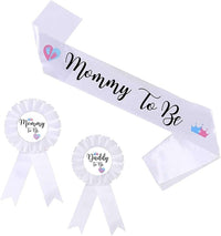 Gender Reveal Decorations Sash and Tinplate Badge