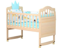 Solid Wood Contemporary Nursery Bed Washed Natural with Guardrail - Crib & 5-Piece Set 96 × 56 X76cm