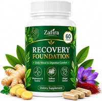 Zafira Organics Recovery Foundation Capsules | Mood & Mental Focus Support | Daily Wellness & Digestive Comfort | Saffron Extract, Myo-Inositol, Magnesium & Ginger Extract | Non-GMO | 60 Capsules