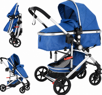 3-in-1 Baby Pram & Stroller, Baby Stroller with Reversible Bassinet, Mother Choice Travel Pram with Spring Shock Absorption, 5-Point Safety Harness, One-Hand Fold, Suitable for Newborn to Toddler