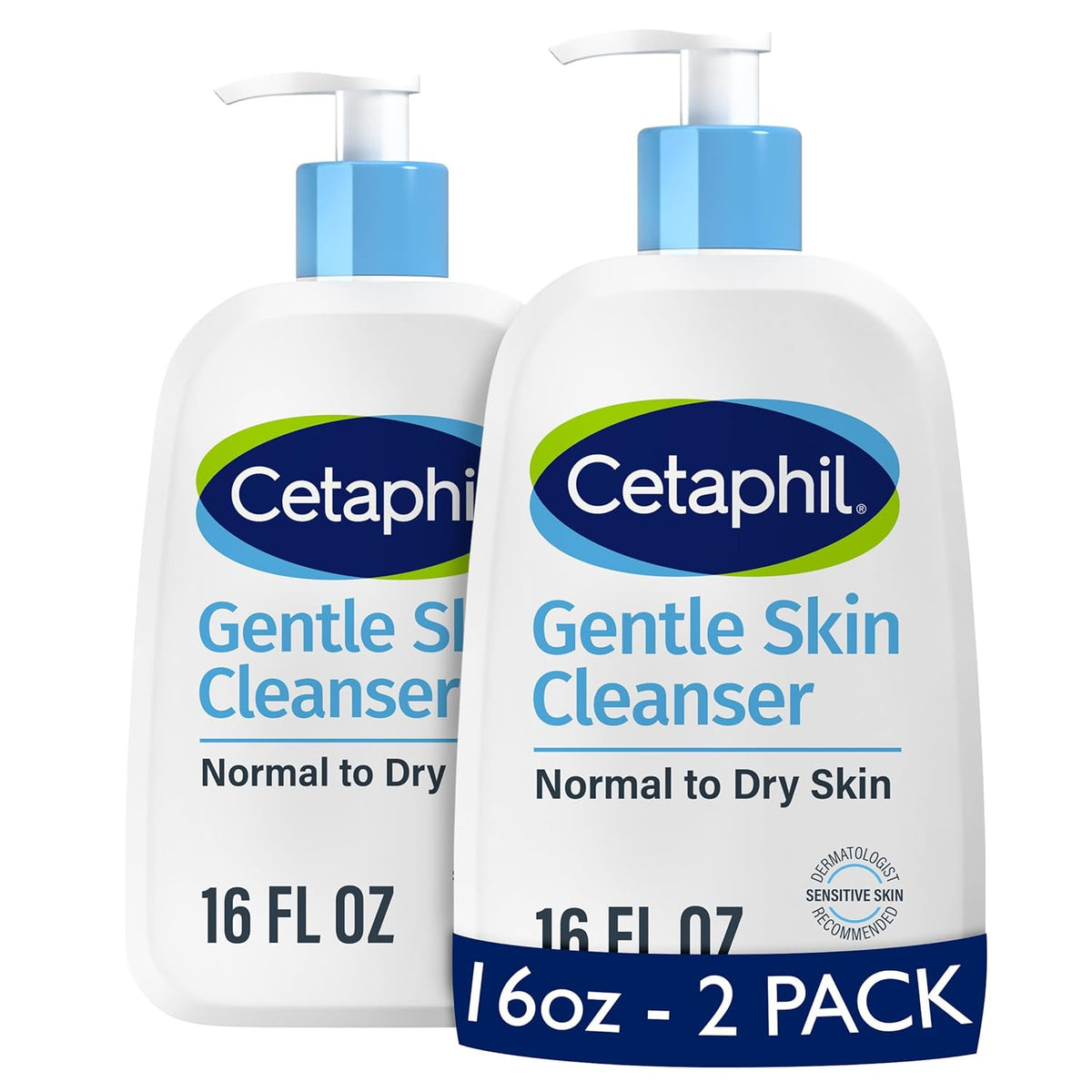 Cetaphil Face Wash, Hydrating Gentle Skin Cleanser for Dry to Normal Sensitive Skin, 16 oz 2 Pack, Fragrance Free, Soap Free and Non-Foaming