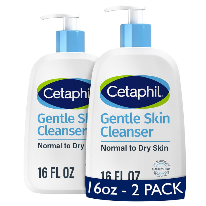 Cetaphil Face Wash, Hydrating Gentle Skin Cleanser for Dry to Normal Sensitive Skin, 16 oz 2 Pack, Fragrance Free, Soap Free and Non-Foaming