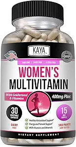Kaya Naturals Women's Multivitamin, Overall Healthy Antioxidant, and Immune Support, Vitamins A, D, C, E, Biotin, Folic Acid, & Multi-Mineral, Energy & Metabolism Vitamin Supplement 30 Count