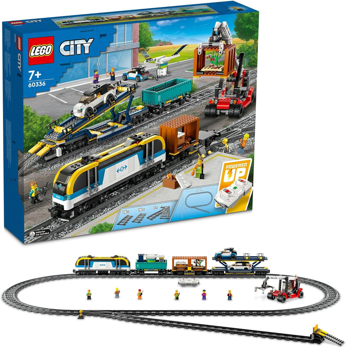 LEGO® City Freight Train 60336 Building Kit; Powered Up Toy Train Set for Ages 7+