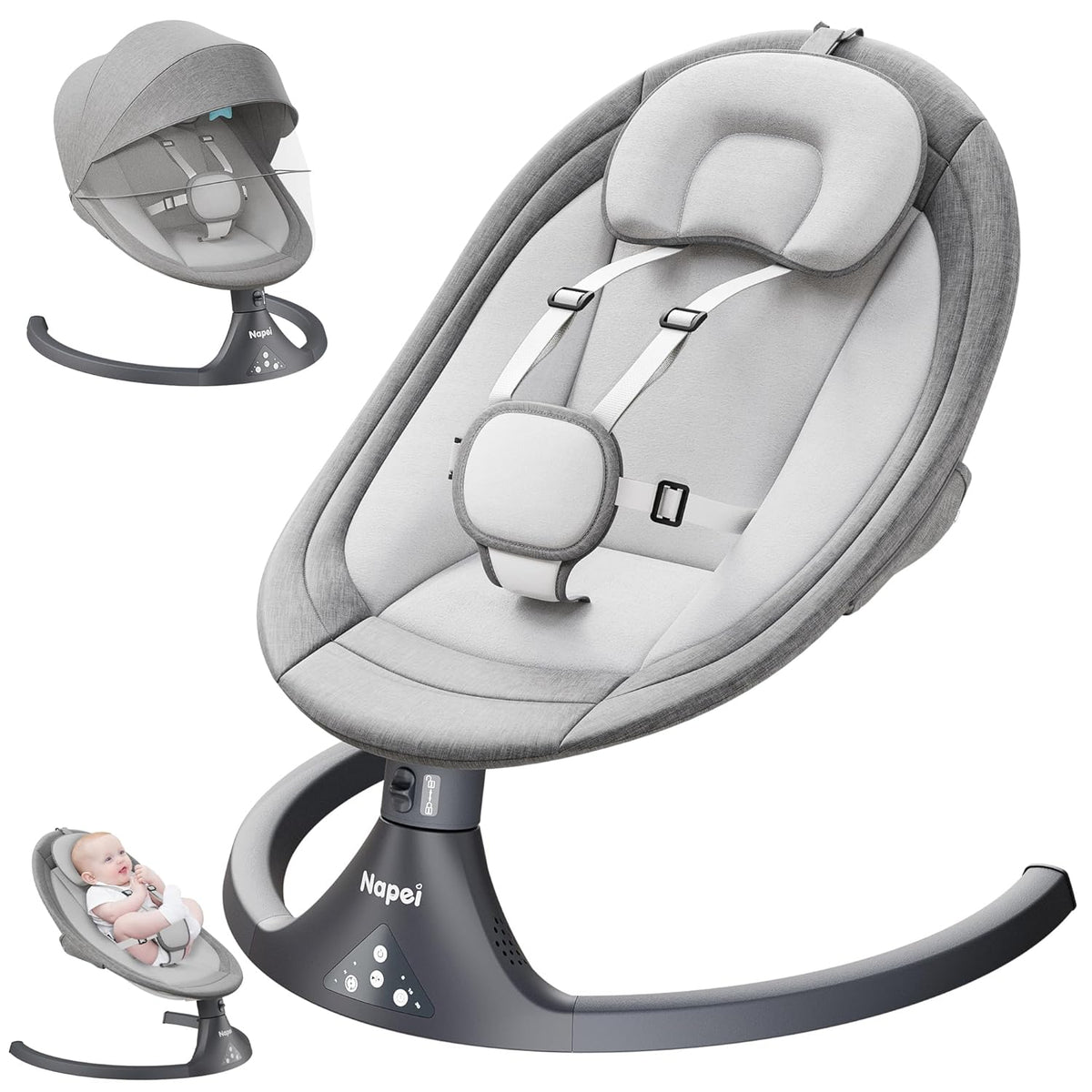 Baby Swings for Infants to Toddler, Electric Baby Swing and Infant Swings for Newborn  (Gray)