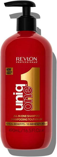REVLON PROFESSIONAL UniqOne Shampoo, Hair Shampoo for Nourishing Cleansing Hair and Scalp, Hair Product Gives Maximum Silkiness and Shine, Reduces Hair Breakage, 490 ml