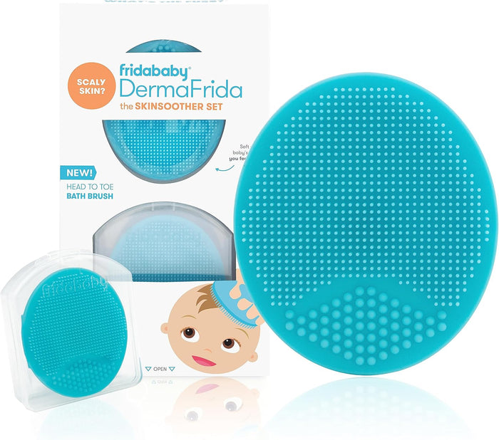 Frida Baby DermaFrida The SkinSoother Baby Bath Silicone Brush| Baby Essential for Dry Skin, Cradle Cap and Eczema (2 Pack)