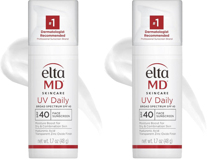 EltaMD UV Daily SPF 40 Face Sunscreen Moisturizer with Zinc Oxide, Daily Face Moisturizer with SPF, Sunscreen, For Dry Skin 1.7 oz Pump (Pack of 2)
