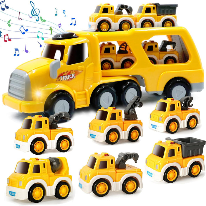 7-in-1 Construction Truck Toddel Toys Car for Boys Vehicle Car Construction Toys Car Carrier