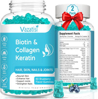 2 Pack Biotin Gummies with Collagen & Keratin for Hair Skin Nails- Women Men, Kids - 120 gums