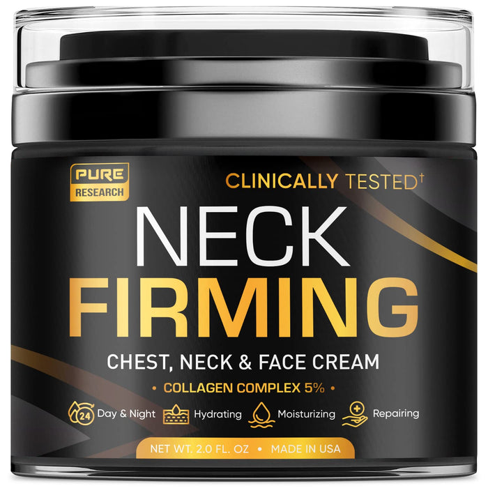 PURE RESEARCH Neck Firming Cream - Anti Wrinkle Cream Day & Night Face Neck and Décolleté Cream