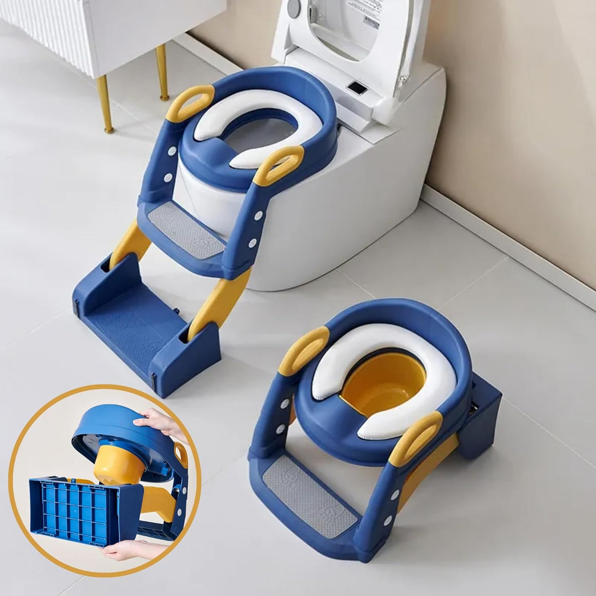 New 2 in 1 Upgraded Premium Toddler Toilet Seat for Potty Training | (Blue)