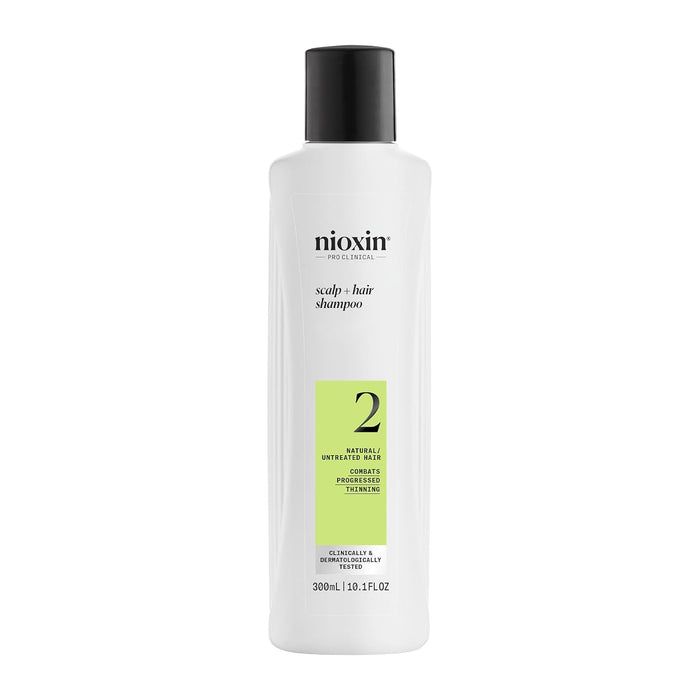 Nioxin System 2 Scalp + Hair Thickening Shampoo for Natural Hair with Progressed Thinning | Cleanse & Boost Hair Density with Niacinamide & Biotin