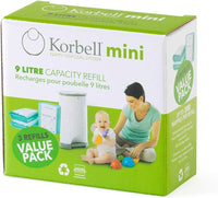 Korbell 9L Nappy Bin Disposable Liners, Pack of 3