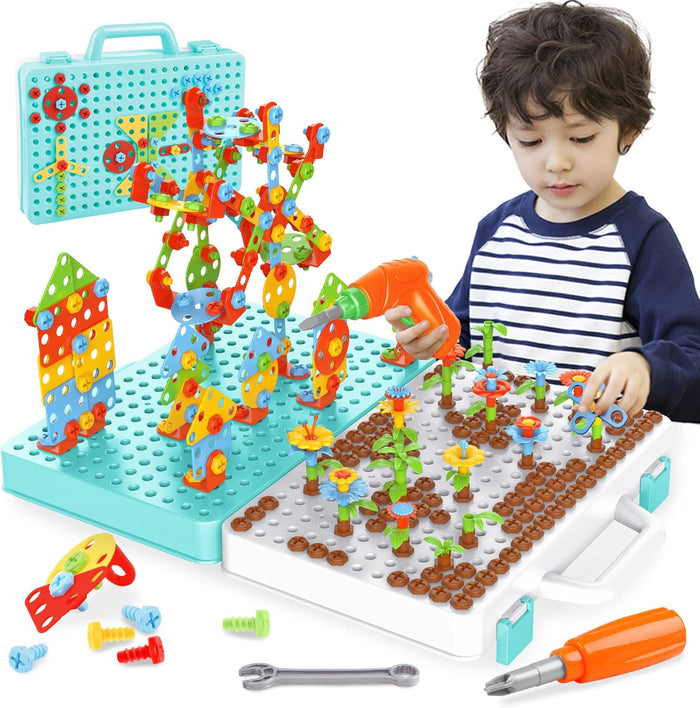 DIY Electric Drill Puzzle Set, Kids STEM Take Apart Toys, 2D 3D Educational Building Blocks