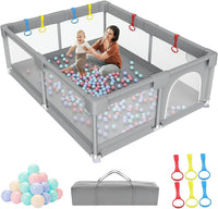 Gdaytao Large Baby Play Pen 200x180cm - Premium Oxford Fabric Playpen with 50 Pit Balls (6M-3Y)