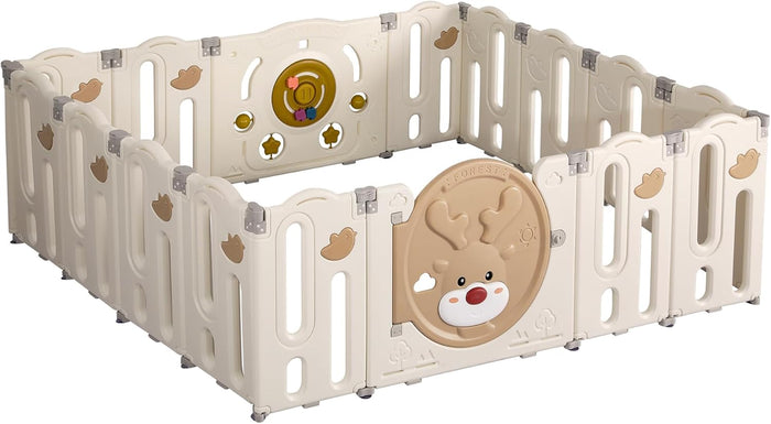 Bopeep Kids Playpen Baby Safety Gate Toddler Fence Child Play Gam(16 Panels-190cmx158cmx63cm)