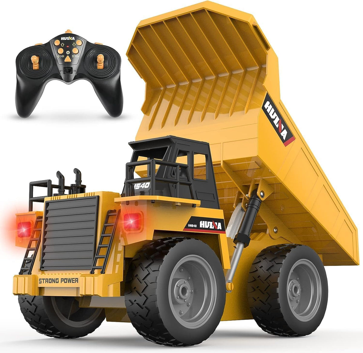 Remote Control Dump Truck Toy,2 Rechargeable Batteries RC Trucks 9 Channel 4WD with Lights