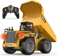 Remote Control Dump Truck Toy,2 Rechargeable Batteries RC Trucks 9 Channel 4WD with Lights