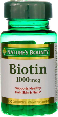 Nature's Bounty Biotin 1000 mcg Tablets, Strawberry, 100 Count, Pack of 3-USA Made