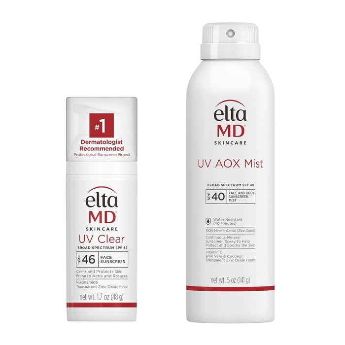 EltaMD UV AOX Mist Mineral Sunscreen Spray SPF 40, Broad Spectrum Face and Body Sunscreen with Zinc Oxide, 100% Mineral Active, Hydration Boost with Antioxidants, Moisturizer with SPF 40, 5 oz