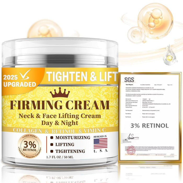 3% Retinol Cream Face Moisturizer, Anti Aging Neck Firming Cream with Collagen
