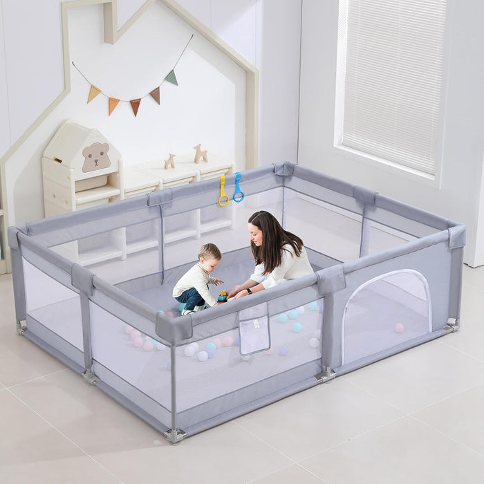 Baby Playpen, Playpens for Babies, Large Playard for Toddlers (Gray, 205 * 185cm)