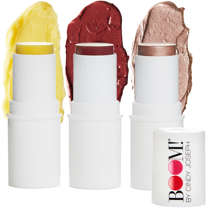 BOOM Beauty Boomstick Trio Berry - 3 Pack Cream Blush Makeup - Berry Blush Stick,