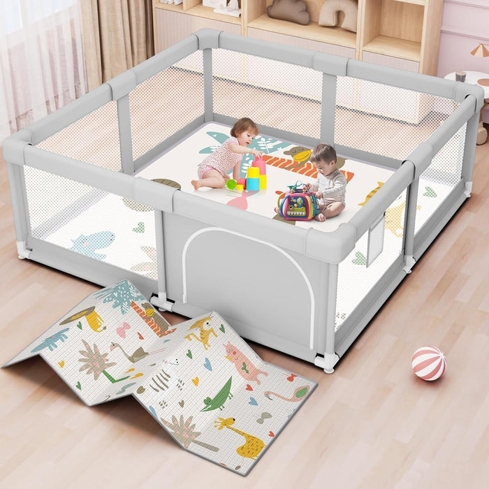 Large Baby Playpen with Mat - 200 x 180 cm Baby Play Yard for Toddler