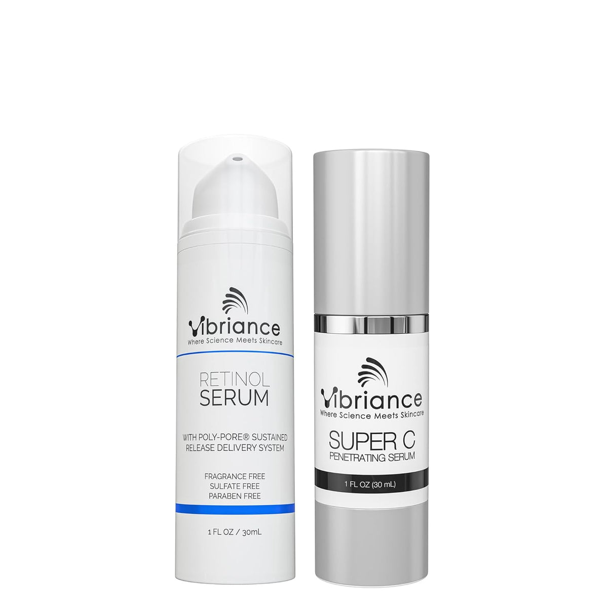 Vibriance Dynamic Duo Skincare Bundle | Super C Vitamin Serum, Retinol Skin Care Set - Age-Defying Day and Night Routine