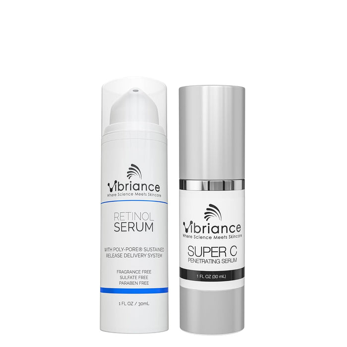 Vibriance Dynamic Duo Skincare Bundle | Super C Vitamin Serum, Retinol Skin Care Set - Age-Defying Day and Night Routine
