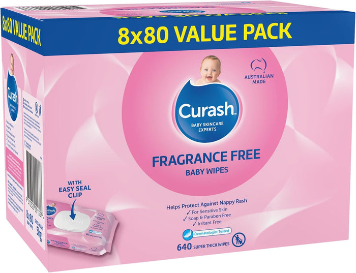 Curash Fragrance Free Baby Wipes -640 Wipes