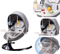 Baby Swing for Infants, Portable Baby Rocker with Tray and Remote Control 5 Speed