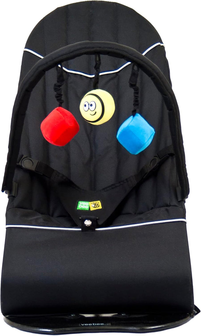 VeeBee Baby Minder Bouncer with Toy Bar, Brilliant Black