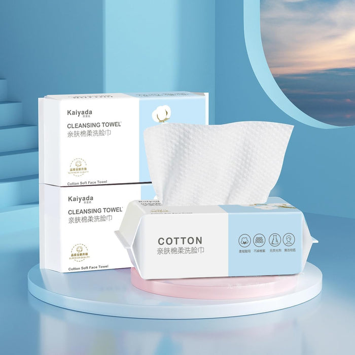 3 Pack Soft and Dry Wipe,Disposable Face Towel,100% Cotton, Lint Free, Wet Use for Sensitive Skin, Facial Cleansing, Makeup Removal, Surface Cleaning Cotton Tissue Soft Towel 300 Count