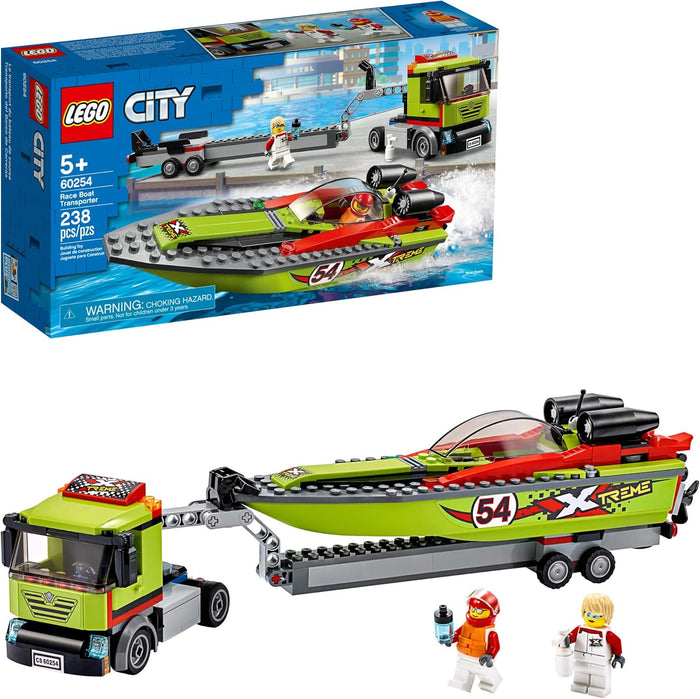 LEGO City Race Boat Transporter 60254 Race Boat Toy, Fun Building Set for Kids