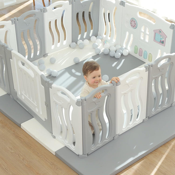 Foldable Baby playpen Baby Folding Play Pen Kids Activity Centre Safety Play Yard（Ocean Theme）