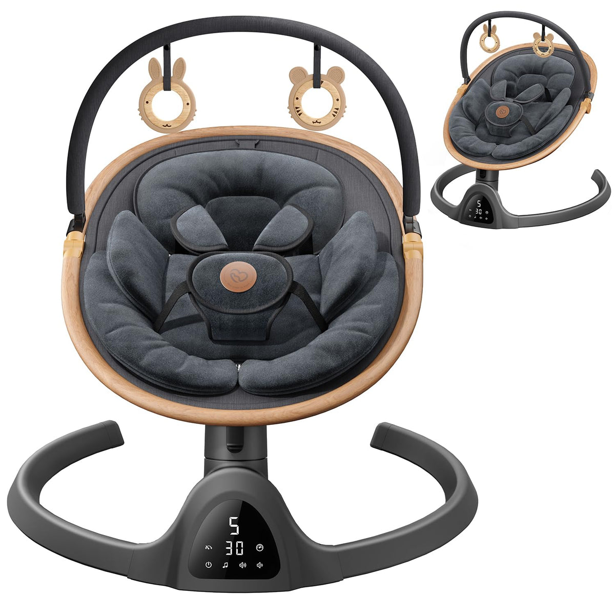 Baby Swings for Infants, Fasonbaby Bluetooth Infant Swing with Music Speaker with 3 Seat Positions, 5 Speeds and Remote Control (Black)