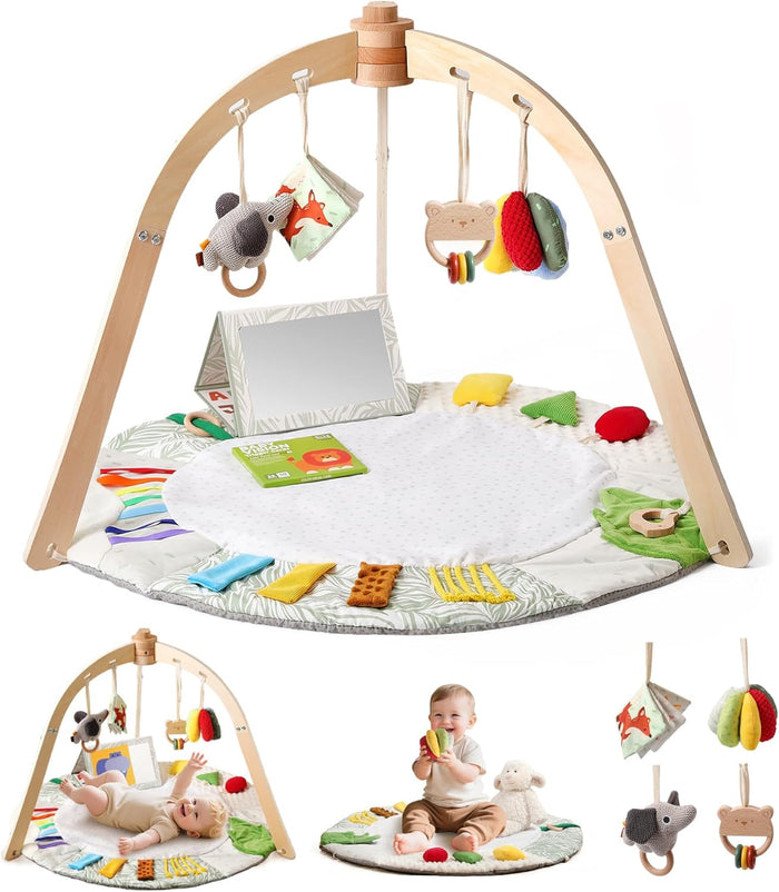 Promise Babe Wooden Baby Play Gym & Tummy Time Playmat (0–12M+)