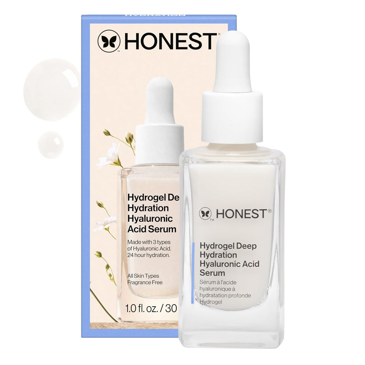 Honest Beauty Stay Hydrated Hyaluronic Acid + NMF Serum | Moisturizes + Reduces Fine Lines | 1 fl oz