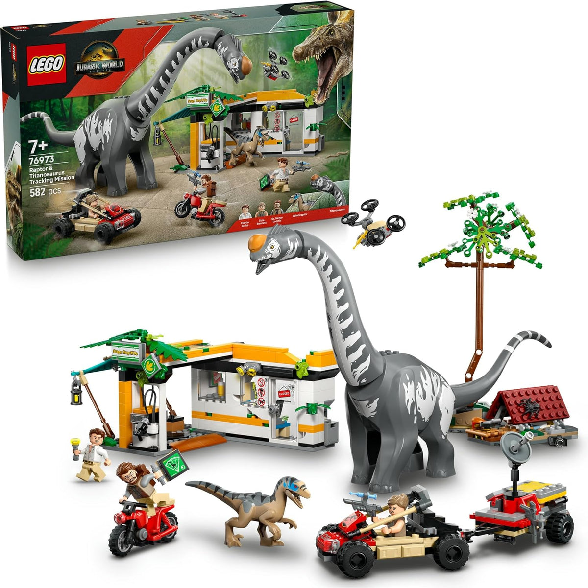 LEGO® Jurassic World Raptor & Titanosaurus Tracking Mission 76973 Kids’ Aged 7 and up
