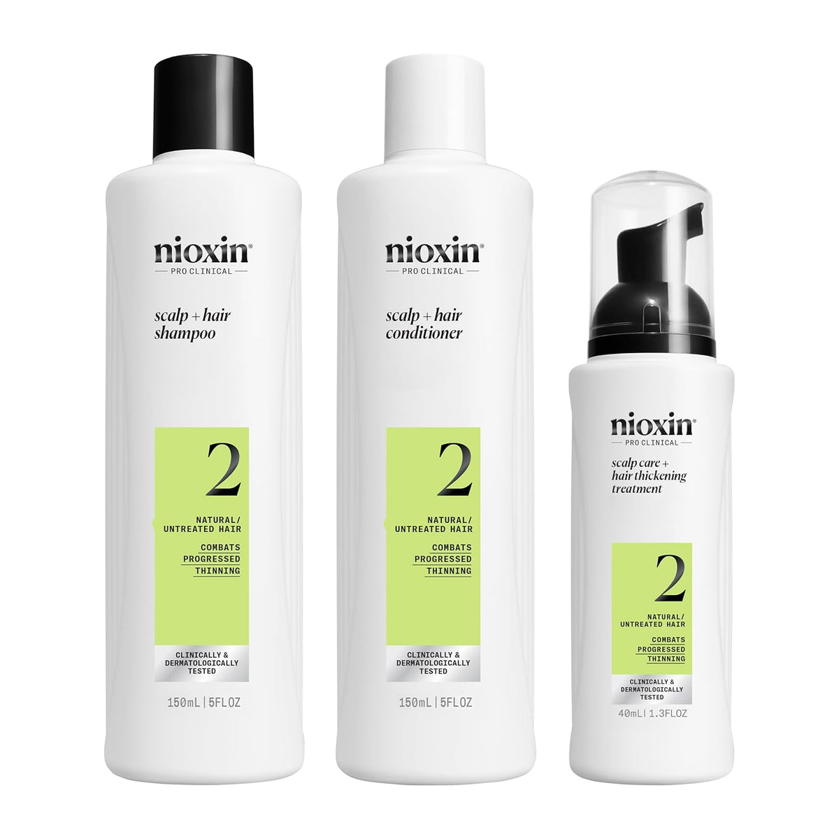 Nioxin Scalp + Hair Thickening System Kits | For Natural, Colored, & Damaged Hair with Light to Progressed Thinning | Strengthen & Boost Hair Density with Niacinamide & Biotin | 1 Month Supply