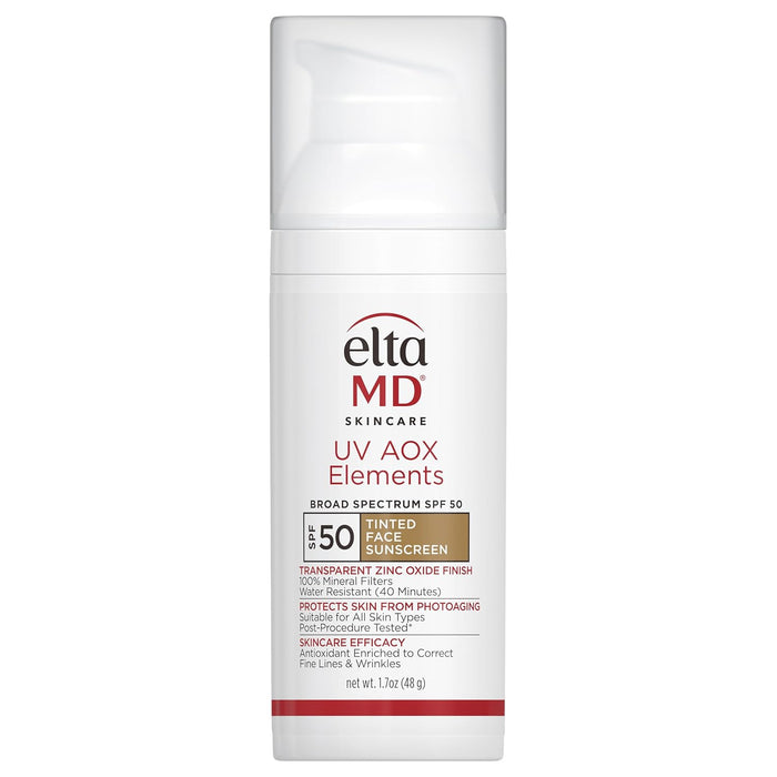 EltaMD UV AOX Elements Tinted Mineral Face Sunscreen Lotion, Tinted Moisturizer for Face SPF 50 with Antioxidants, For Dry Sensitive Skin 1.7 oz Pump