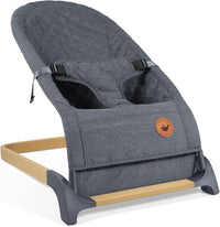 Baby Bouncer, Portable Bouncer Seat for Babies, Infants Bouncy Seat with Wood Grain Base, Natural Vibrations (Grey)