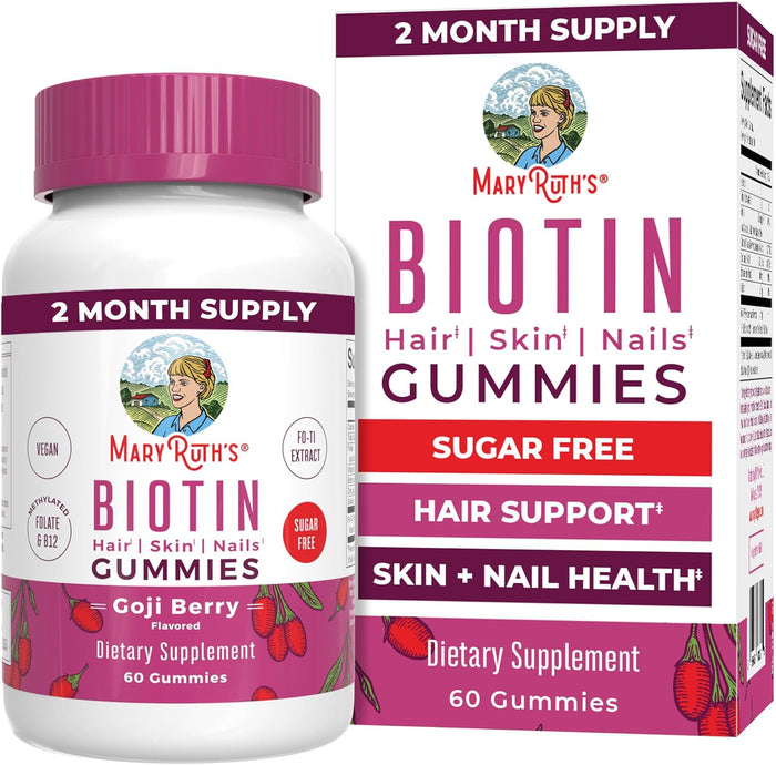 MaryRuth Organics Biotin Gummies | Sugar Free | Vegan | Non-GMO | 2,500 mcg Biotin | 60 Count -USA Made