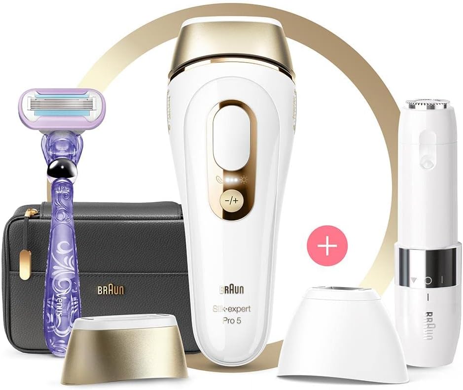 Braun Silk·Expert Pro 5 PL5149 Pulsed Light Epilator for Women, Permanent Hair Removal Visible at Home, White/Gold